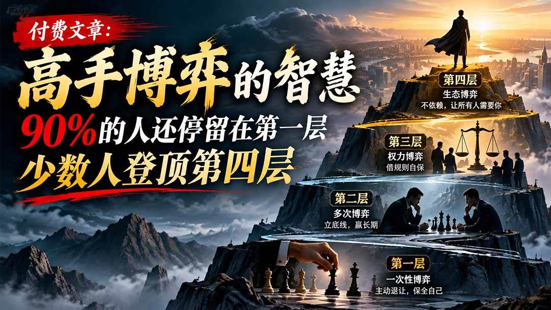 （20628期）【无水印】付费文章：高手博弈的智慧，90%的人还停留在第一层，少数人登顶第四层祝你网--专注互联网创业.信息差副业研究拒绝割韭菜祝你网