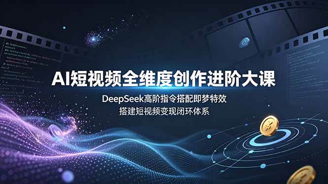 (19153期)AI短视频全维度创作进阶大课,DeepSeek高阶指令搭配即梦特效,搭建短视频变现闭环体系祝你网--专注互联网创业.信息差副业研究拒绝割韭菜祝你网