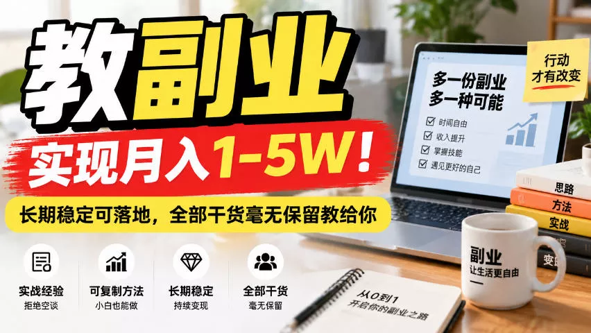 e42624b9cf3006b7acad11dc6e035eba.webp “教副业”实现月入1-5W!长期稳定可落地,全部干货毫无保留教给你【揭秘】