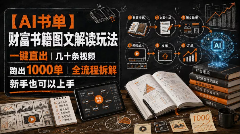 e487c3a060e5ce01824bbc21327ff200.webp 【AI书单】财富书籍图文解读玩法,一键直出,几十条视频,跑出1000单,全流程拆解,新手也可以上手