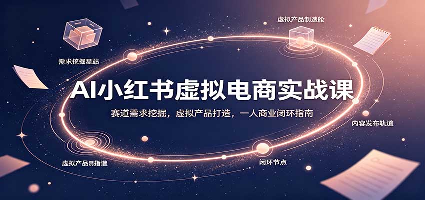 AI小红书虚拟电商实战课:赛道需求挖掘,虚拟产品打造,一人商业闭环指南祝你网--专注互联网创业.信息差副业研究拒绝割韭菜祝你网