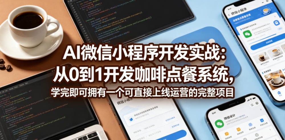 e676086ebbf7f9ccc9b8b4f3c09e2340.jpeg AI微信小程序开发实战:从0到1开发咖啡点餐系统,学完即可拥有一个可直接上线运营的完整项目