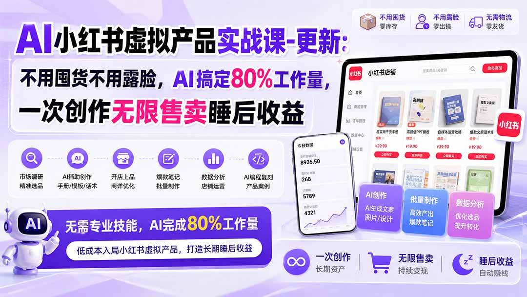 e76fefc04fc65c73d60f53eec01c461c.jpeg (20311期)AI小红书虚拟产品实战课-更新:不用囤货不用露脸,AI搞定80%工作量,一次创作无限售卖睡后收益