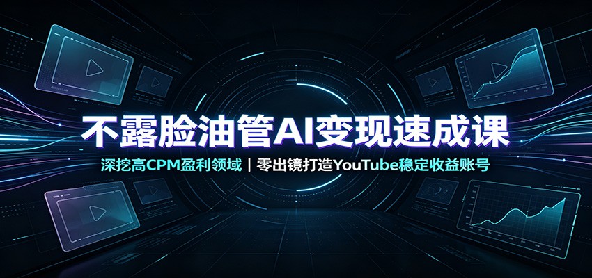 不露脸油管AI变现速成课:深挖高CPM盈利领域,零出镜打造YouTube稳定收益账号祝你网--专注互联网创业.信息差副业研究拒绝割韭菜祝你网