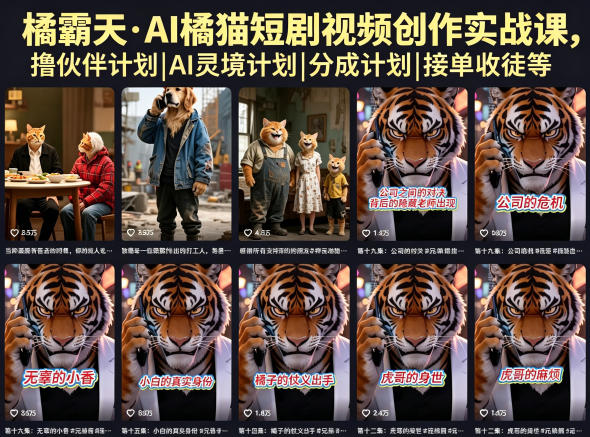 e79e4236089ad0d7868e1155aeb04686.jpeg 橘霸天·AI橘猫短剧视频创作实战课,撸伙伴计划|AI灵境计划|分成计划|接单收徒等