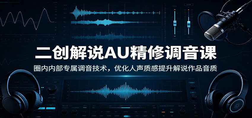 二创解说AU精修调音课:圈内内部专属调音技术,优化人声质感提升解说作品音质祝你网--专注互联网创业.信息差副业研究拒绝割韭菜祝你网
