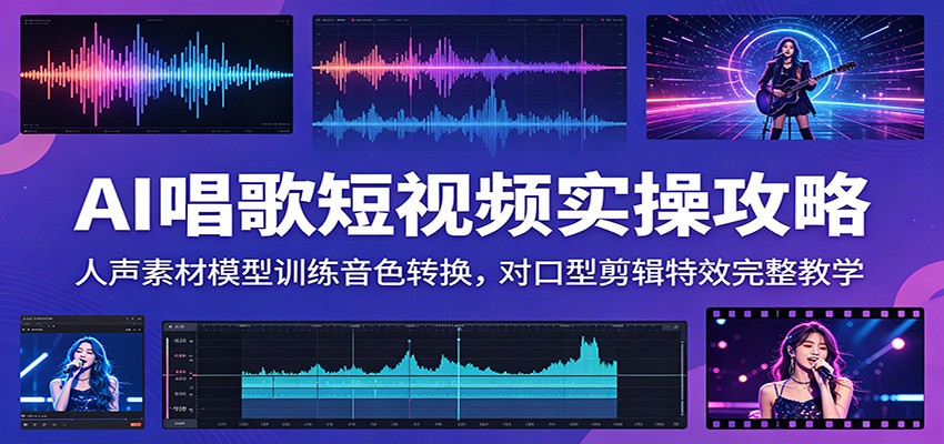 AI唱歌短视频实操攻略:人声素材模型训练音色转换,对口型剪辑特效完整教学祝你网--专注互联网创业.信息差副业研究拒绝割韭菜祝你网