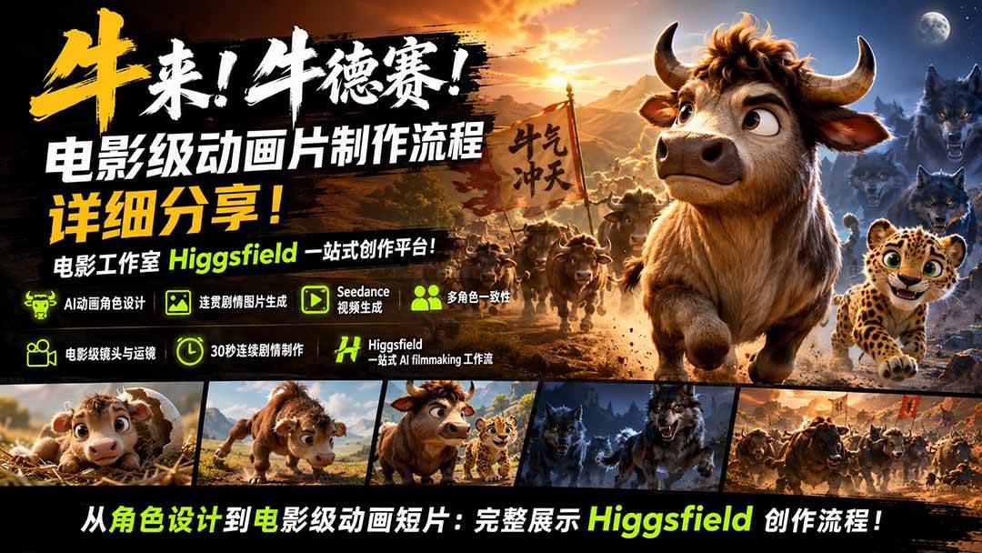 e7f00b496520b6badb13b039177930d0.jpeg (19987期)牛来!牛德赛!电影级动画片制作流程详细分享!电影工作室Higgsfield一站式创作平台!