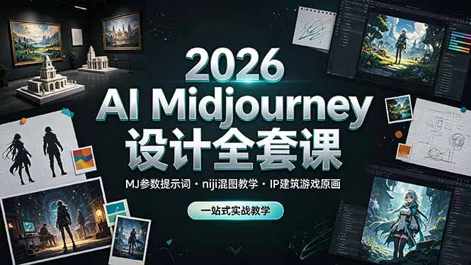 e82065536c7329b6a8643aad5a255f31.webp 2026 AI Midjourney设计全套课,MJ参数提示词niji混图教学,IP建筑游戏原画一站式实战教学
