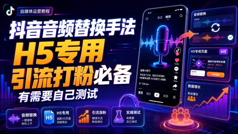 抖音音频替换手法H5专用,引流打粉必备,有需要自己测试祝你网--专注互联网创业.信息差副业研究拒绝割韭菜祝你网