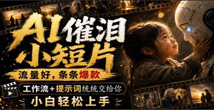 AI催泪小短片，流量好，条条爆款，工作流+提示词统统交给你，小白轻松上手祝你网--专注互联网创业.信息差副业研究拒绝割韭菜祝你网