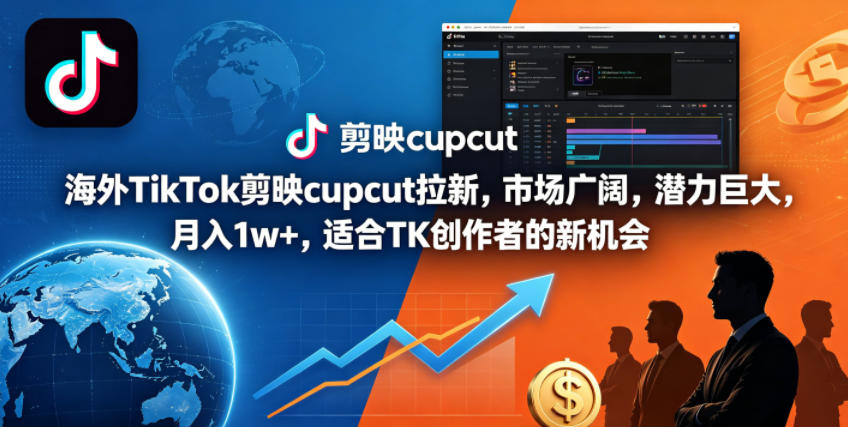 海外TikTok剪映cupcut拉新，市场广阔，潜力巨大，月入1w+，适合TK创作者的新机会祝你网--专注互联网创业.信息差副业研究拒绝割韭菜祝你网
