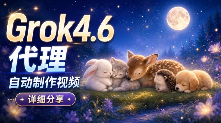 Grok 4.6代理自动制作视频!从提示词到成片全流程详细分享|AI Agent实操分享祝你网--专注互联网创业.信息差副业研究拒绝割韭菜祝你网