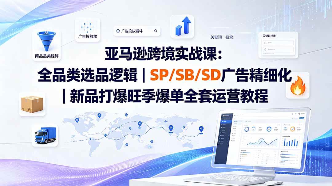 （20160期）亚马逊跨境实战课-更新8月：全品类选品逻辑｜SP/SB/SD广告精细化｜新品打爆旺季爆单全套运营教程祝你网--专注互联网创业.信息差副业研究拒绝割韭菜祝你网
