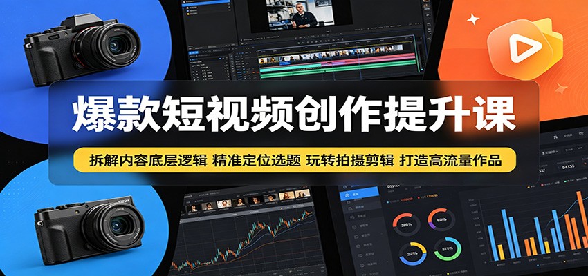 爆款短视频创作提升课:拆解内容底层逻辑,精准定位选题玩转拍摄剪辑打造高流量作品祝你网--专注互联网创业.信息差副业研究拒绝割韭菜祝你网