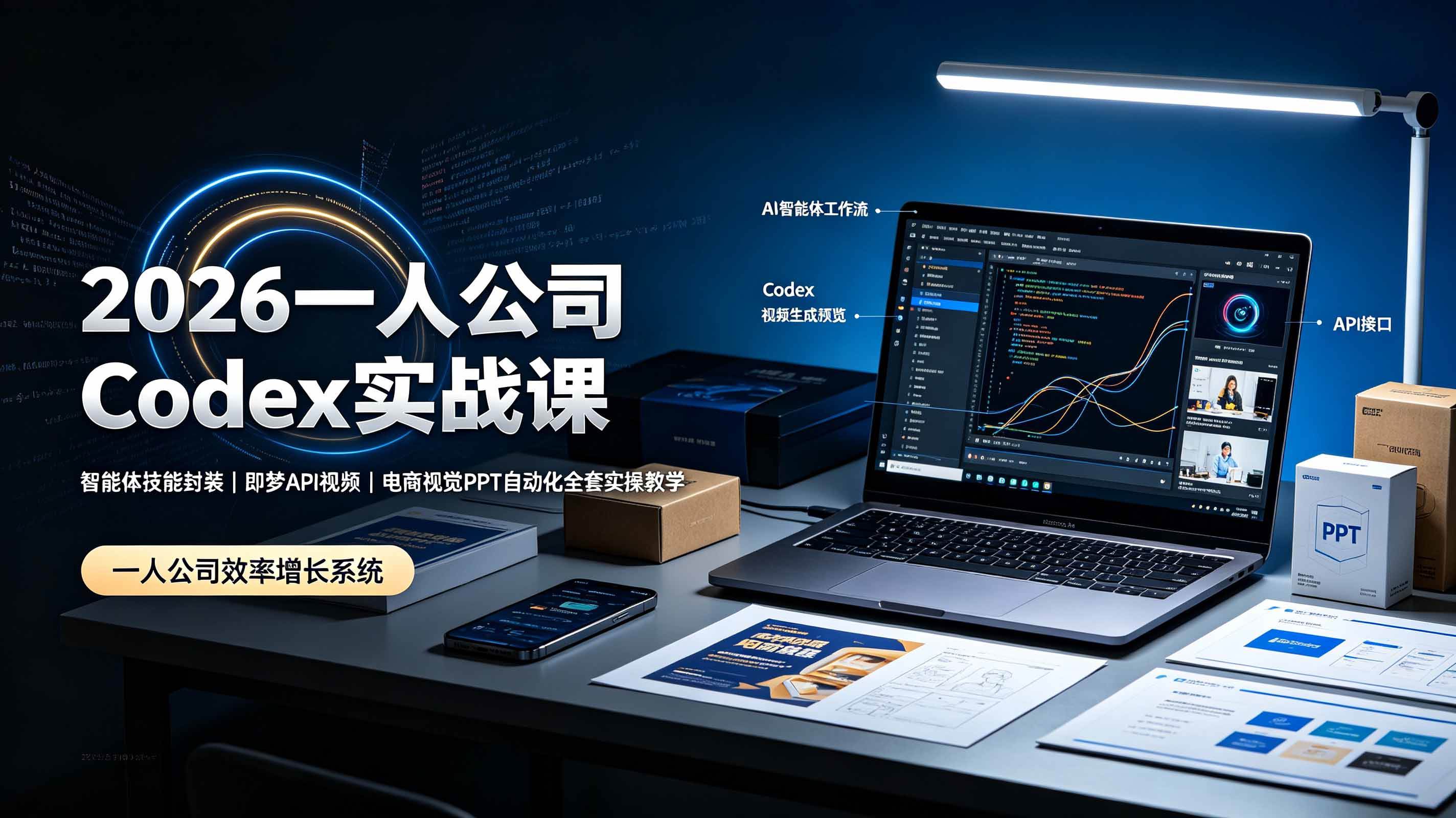 (19503期)2026一人公司Codex实战课◆智能体技能封装|即梦API视频|电商视觉PPT自动化全套实操教学祝你网--专注互联网创业.信息差副业研究拒绝割韭菜祝你网