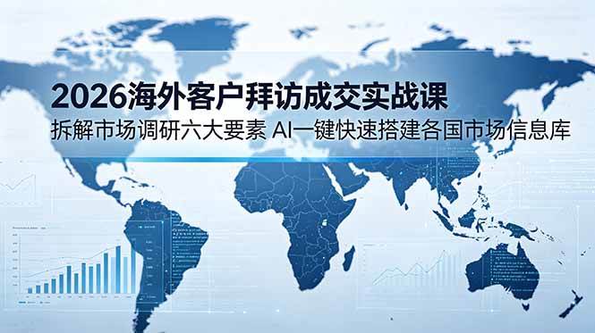 （18992期）2026海外客户拜访成交实战课：拆解市场调研六大要素，AI一键快速搭建各国市场信息库祝你网--专注互联网创业.信息差副业研究拒绝割韭菜祝你网