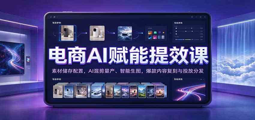 ed5453b70dab9cd6c86a919cfa86a915.jpeg 电商AI赋能提效课:素材储存配置,AI混剪量产、智能生图,爆款内容复刻与投放分发