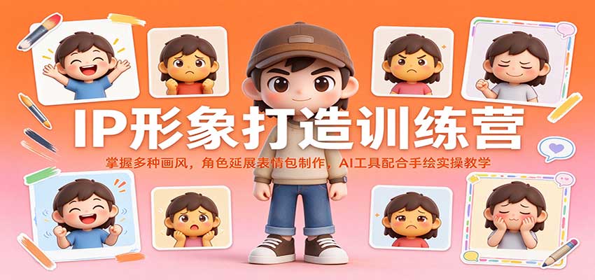 IP形象打造训练营：掌握多种画风，角色延展表情包制作，AI工具配合手绘实操教学祝你网--专注互联网创业.信息差副业研究拒绝割韭菜祝你网