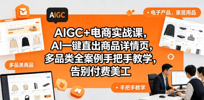 AIGC+电商实战课,AI一键直出商品详情页,多品类全案例手把手教学,告别付费美工(更新0820)祝你网--专注互联网创业.信息差副业研究拒绝割韭菜祝你网