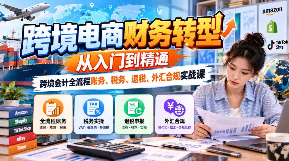 跨境电商财务转型:从入门到精通|跨境会计全流程账务、税务、退税、外汇合规实战课祝你网--专注互联网创业.信息差副业研究拒绝割韭菜祝你网