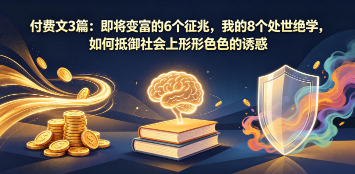 付费文3篇：即将变富的6个征兆，我的8个处世绝学，如何抵御社会上形形色色的诱惑祝你网--专注互联网创业.信息差副业研究拒绝割韭菜祝你网