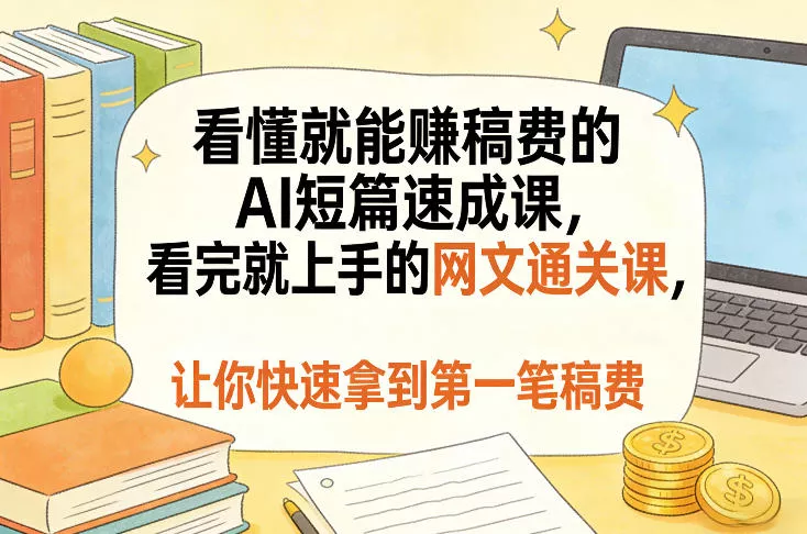 看懂就能賺稿费的AI短篇速成课,看完就上手的网文通关课,让你快速拿到第一笔稿费(更新8月)祝你网--专注互联网创业.信息差副业研究拒绝割韭菜祝你网