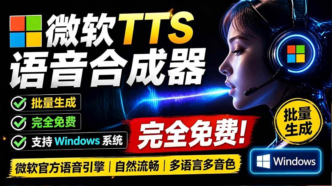 (19494期)微软 TTS 免费语音配音生成器,完全免费,支持多语音、多音色选择,Windows系统专用 TTS语音合成器祝你网--专注互联网创业.信息差副业研究拒绝割韭菜祝你网