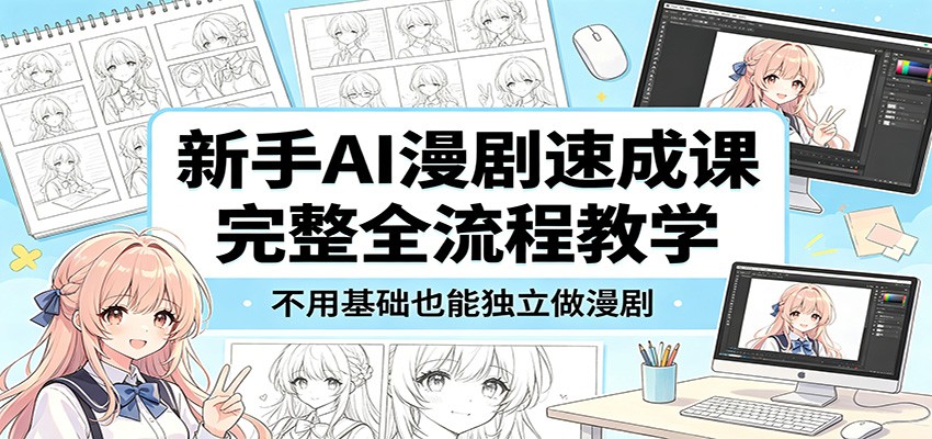 新手AI漫剧速成课：完整全流程教学，不用基础也能独立做漫剧祝你网--专注互联网创业.信息差副业研究拒绝割韭菜祝你网