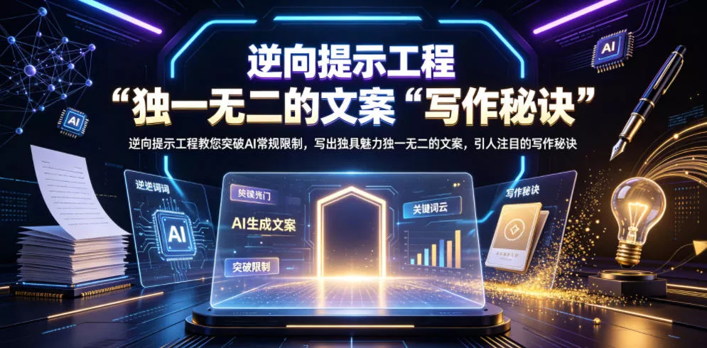 逆向提示工程教您突破AI常规限制,写出独具魅力独一无二的文案,引人注目的写作秘诀【原创双语字幕】祝你网--专注互联网创业.信息差副业研究拒绝割韭菜祝你网