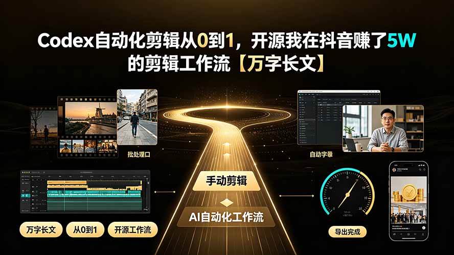 (19504期)Codex自动化剪辑从0到1,开源我在抖音赚了5W 的剪辑工作流【万字长文】祝你网--专注互联网创业.信息差副业研究拒绝割韭菜祝你网