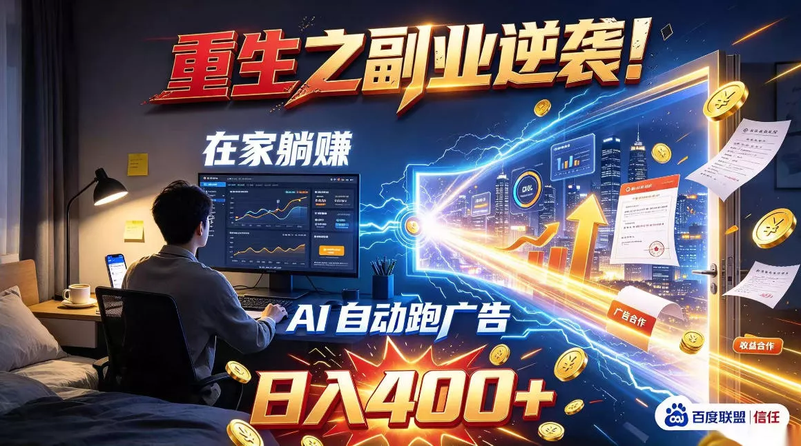 重生之副业逆袭!在家躺赚AI自动跑广告日入400+,无需人工操作【揭秘】祝你网--专注互联网创业.信息差副业研究拒绝割韭菜祝你网