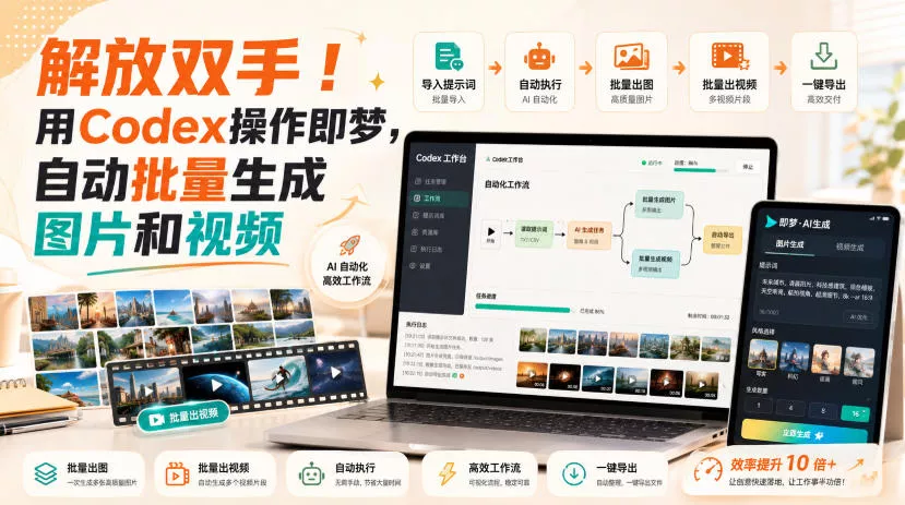 f39f66d75952ce726ed986461e6c40c7.webp 解放双手!用Codex操作即梦,自动批量生成图片和视频