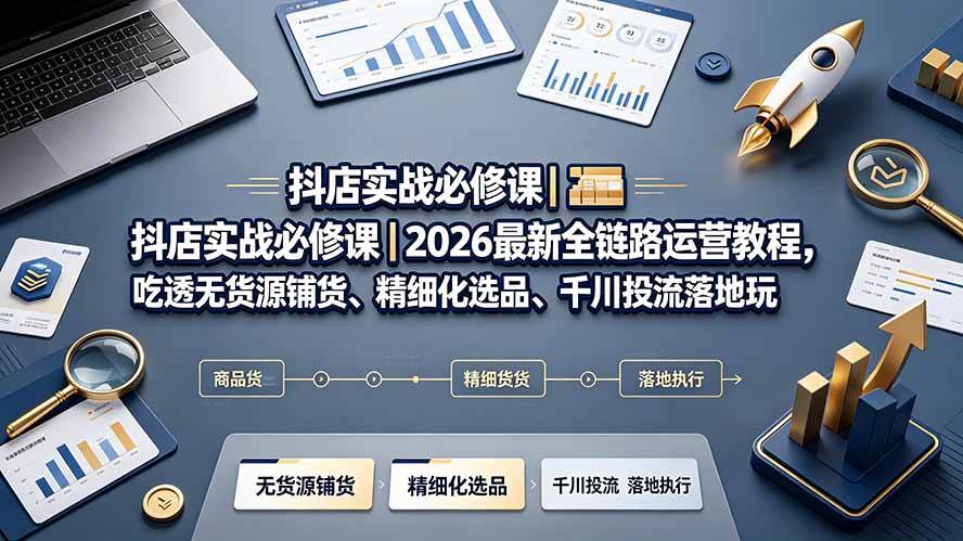 f3bfe6ae0e015e62be2c534ca2d5ab49.jpeg (19549期)抖店实战必修课|2026最新全链路运营教程,吃透无货源铺货、精细化选品、千川投流落地玩法