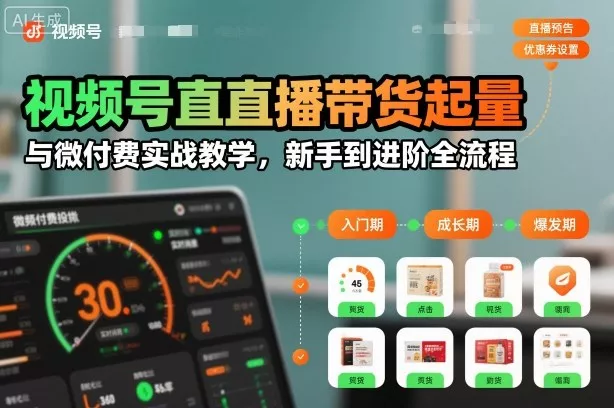 视频号直播带货起量与微付费实战教学，新手到进阶全流程(更新26年10月)祝你网--专注互联网创业.信息差副业研究拒绝割韭菜祝你网
