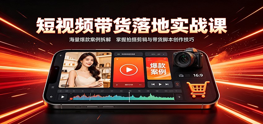 短视频带货落地实战课：海量爆款案例拆解，掌握拍摄剪辑与带货脚本创作技巧祝你网--专注互联网创业.信息差副业研究拒绝割韭菜祝你网