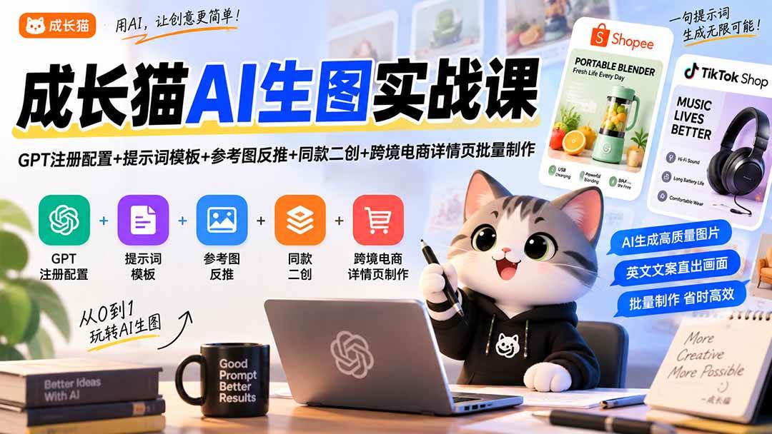 f57304a265799786b1605e5a218853cb.jpeg (20482期)成长猫AI生图实战课|GPT注册配置+提示词模板+参考图反推+同款二创+跨境电商详情页批量制作