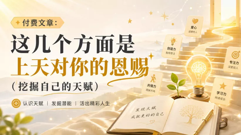付费文章:这几个方面是上天对你的恩赐(挖掘自己的天赋)祝你网--专注互联网创业.信息差副业研究拒绝割韭菜祝你网