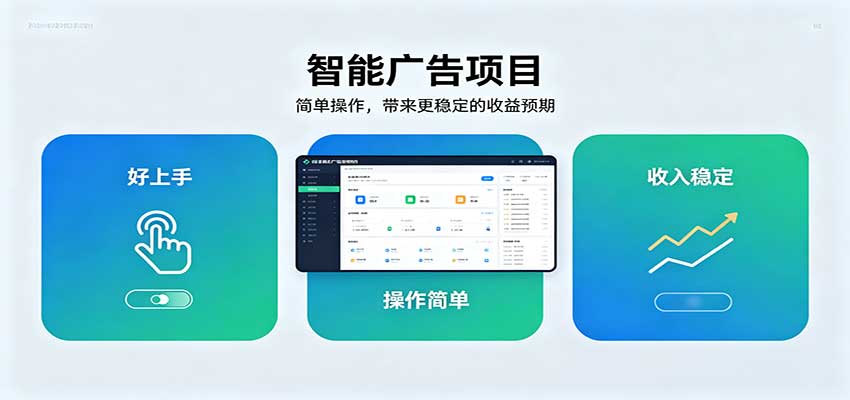 智能广告挂机项目，操作简单上手快，收益稳定可持续。稳定日入300+祝你网--专注互联网创业.信息差副业研究拒绝割韭菜祝你网