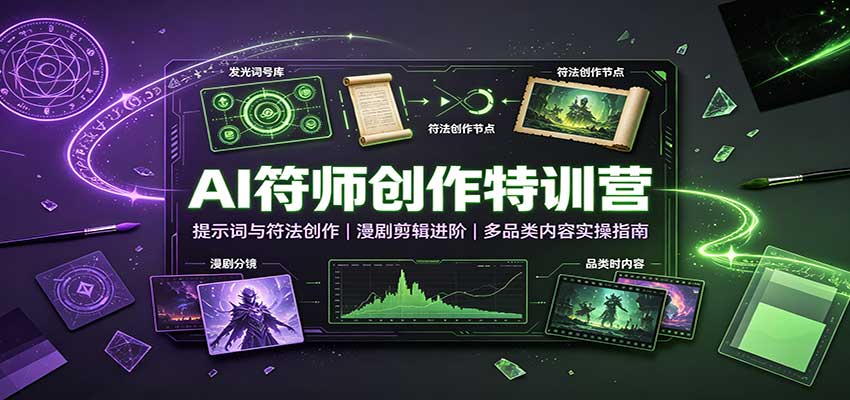 AI符师创作特训营：提示词与符法创作，漫剧剪辑进阶，多品类内容实操指南祝你网--专注互联网创业.信息差副业研究拒绝割韭菜祝你网