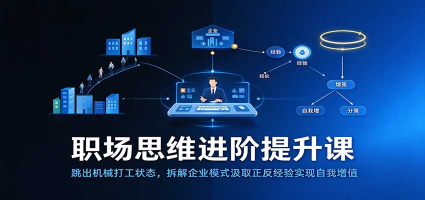 职场思维进阶提升:跳出机械打工状态,拆解企业模式汲取正反经验实现自我增值祝你网--专注互联网创业.信息差副业研究拒绝割韭菜祝你网
