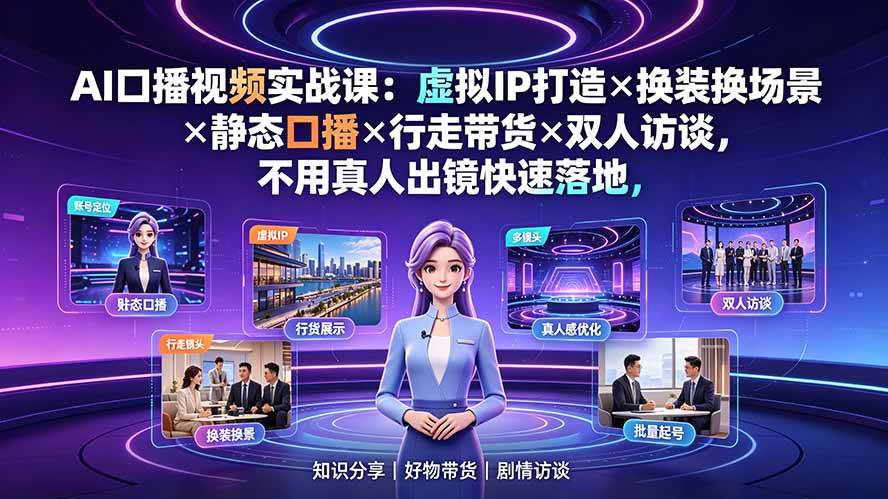 f73ed6b14ee27c6ed0fb01dc443a1c72.jpeg (19385期)AI口播视频实战课:虚拟IP打造×换装换场景×静态口播×行走带货×双人访谈,不用真人出镜快速落地