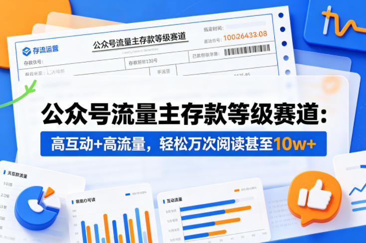 公众号流量主之存款等级赛道，高互动+高流量，轻松达到万次阅读，甚至10w+祝你网--专注互联网创业.信息差副业研究拒绝割韭菜祝你网