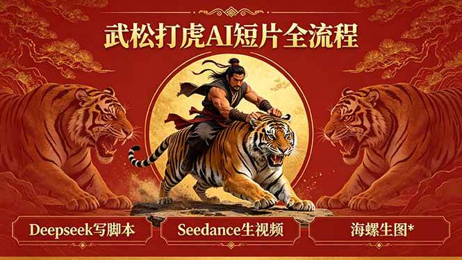 （18370期）武松打虎AI短片全流程：Deepseek写脚本+Seedance生视频+海螺生图祝你网--专注互联网创业.信息差副业研究拒绝割韭菜祝你网