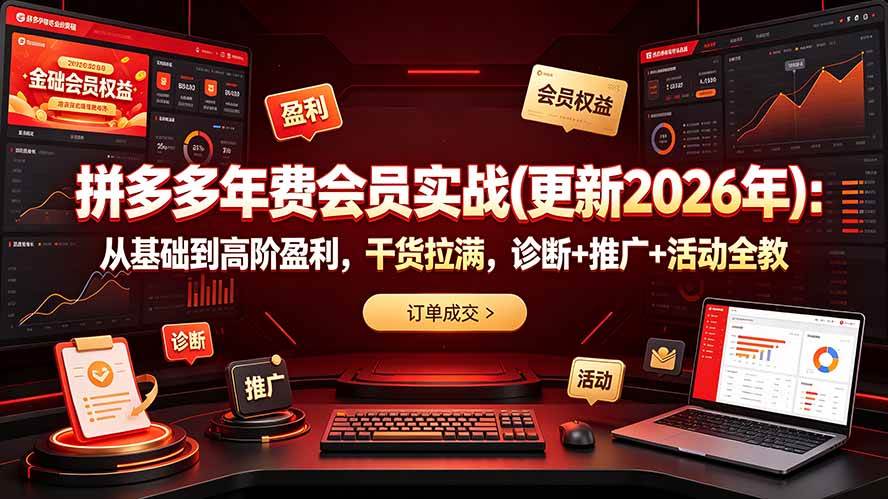 f7eb6add8378af96a6b8008910fe14e8.jpeg (19290期)拼多多年费会员实战(更新2026年):从基础到高阶盈利,干货拉满,诊断+推广+活动全教