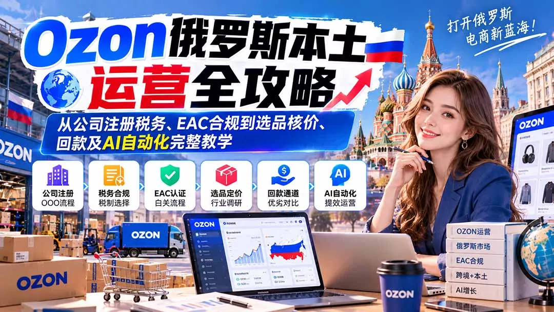 f7fa6039f32d16be11d1d871832c9dee.webp Ozon俄罗斯本土运营全攻略:从公司注册税务、EAC合规到选品核价、回款及AI自动化完整教学