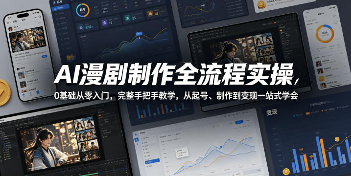 AI漫剧制作全流程实操，0基础从零入门，完整手把手教学，从起号、制作到变现一站式学会祝你网--专注互联网创业.信息差副业研究拒绝割韭菜祝你网