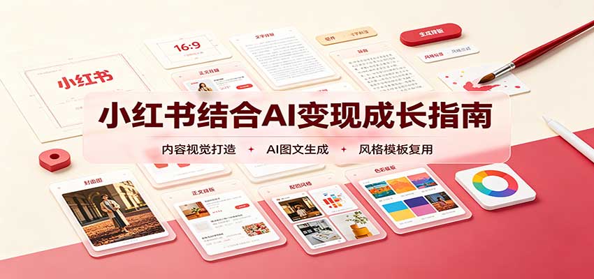 小红书结合AI变现成长指南：账号精准定位，内容视觉打造，搭建可复制流量获客体系祝你网--专注互联网创业.信息差副业研究拒绝割韭菜祝你网