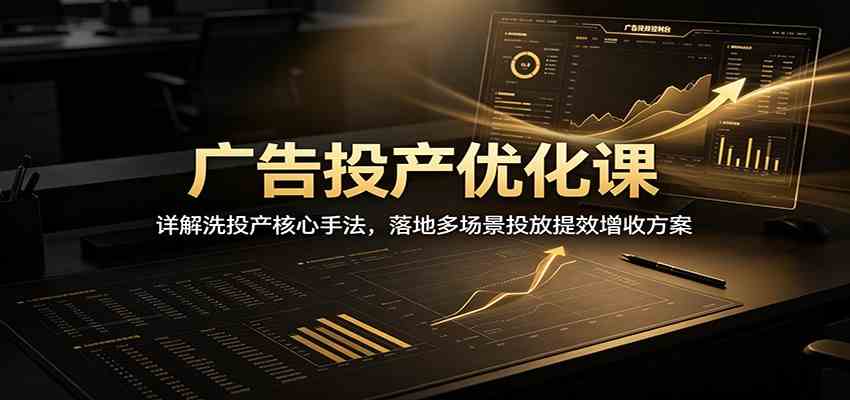 广告投产优化课:详解洗投产核心手法,落地多场景投放提效增收方案祝你网--专注互联网创业.信息差副业研究拒绝割韭菜祝你网