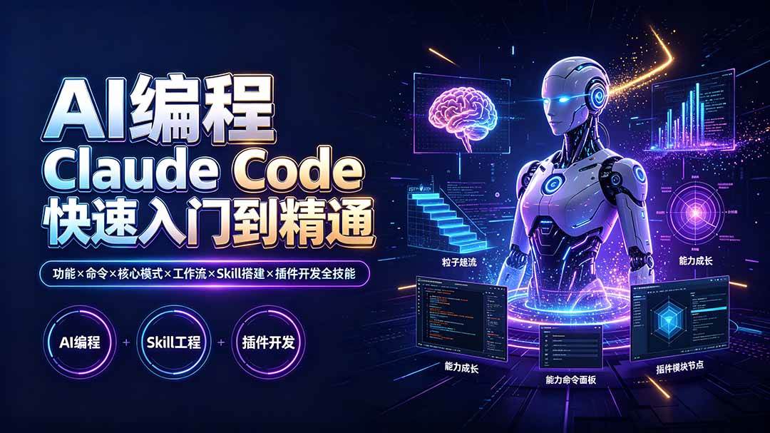 fac5e612ef683b775f6834d591d44037.jpeg (19306期)AI编程 Claude Code快速入门到精通:功能×命令×核心模式×工作流×Skill搭建×插件开发全技能